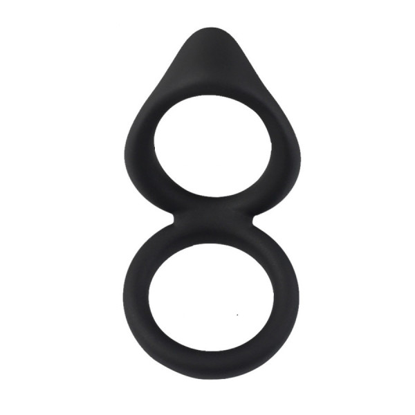 Double cockring noir en silicone 